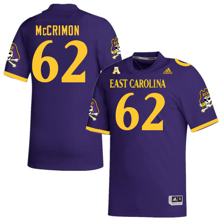 Men #62 Jimarion McCrimon ECU Pirates College Football Jerseys Stitched Sale-Purple